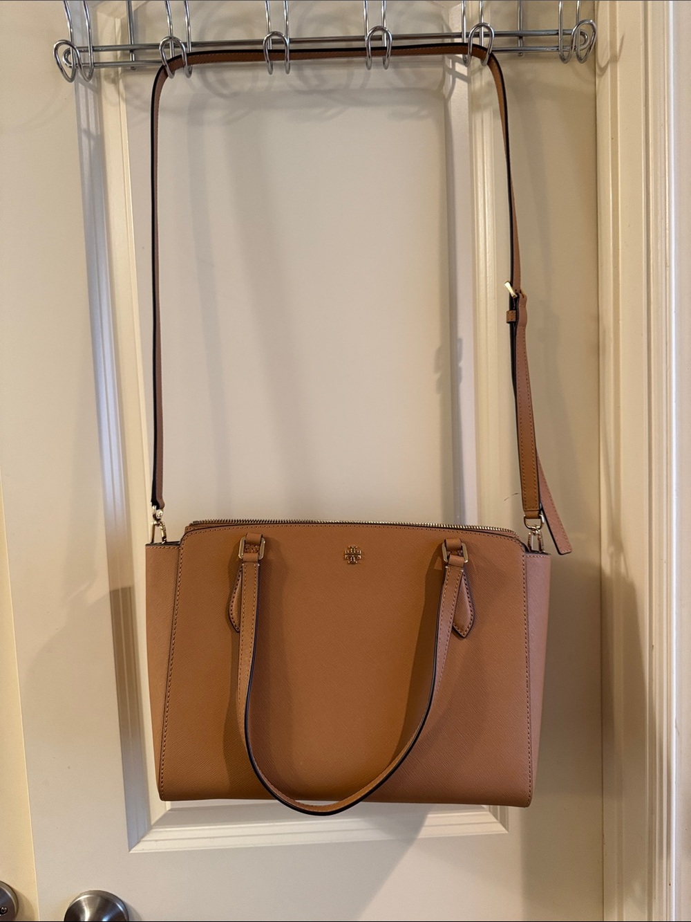 Tory Burch Camel/Tan Saffiano Leather Tote with Removable Strap